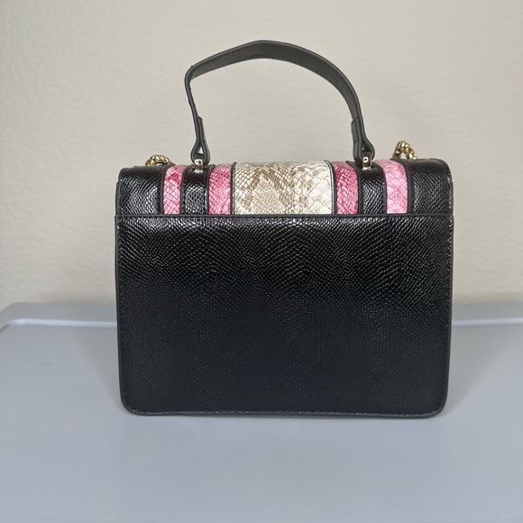 Three Tone Snake Pattern Purse (Black, Beige, Pink) - Picture 4 of 8